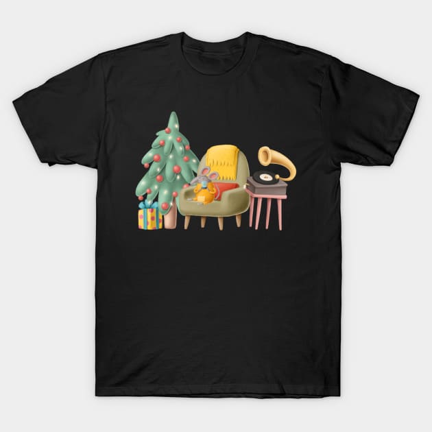 Christmas Holiday Snowglobe Mouse T-Shirt by 2CreativeNomads